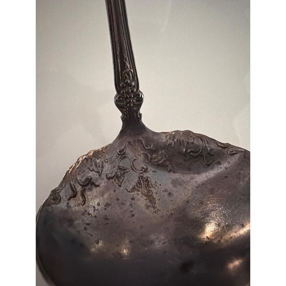 1847 Rogers Bros VTG Grape Pattern Silverplate Soup Ladle Triple Plate Ornate